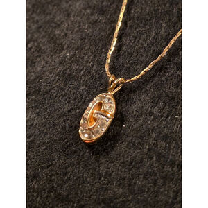 Vintage GIVENCHY Rhinestone G Logo Oval Pendant Necklace - Archival 1980s